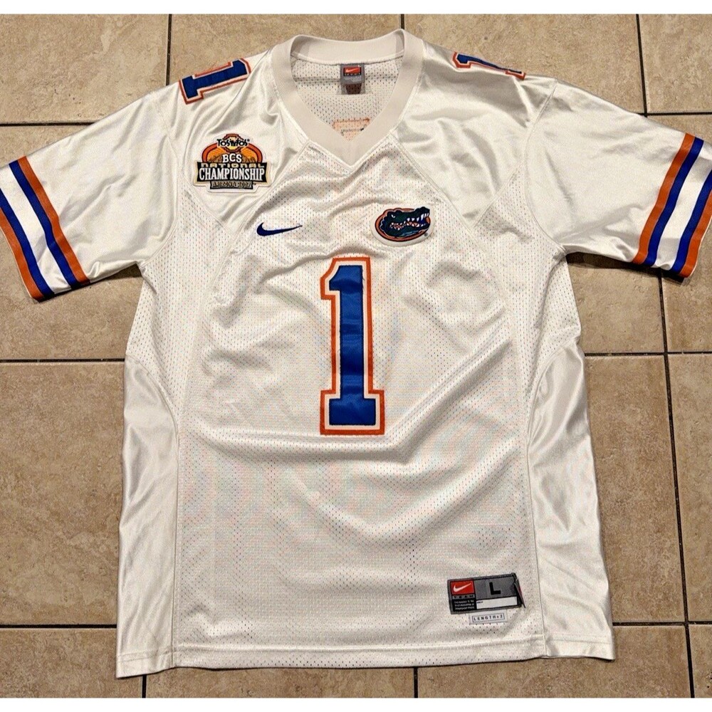 Percy Harvin Florida Gators Jersey Mens L White Nike Team Authentic BCS Champion